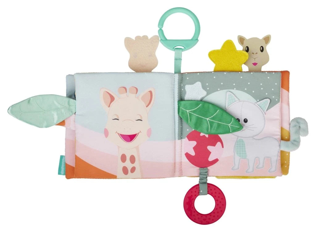 sophie la giraffe baby book in fabric with teether