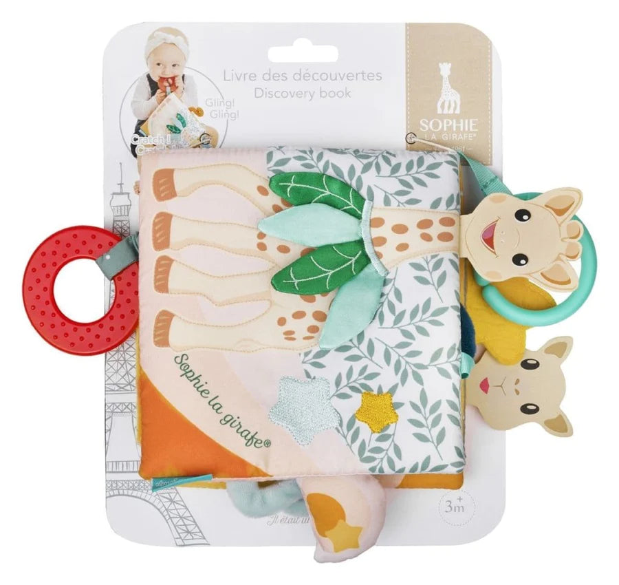 Sophie the giraffe fabric baby book with teether
