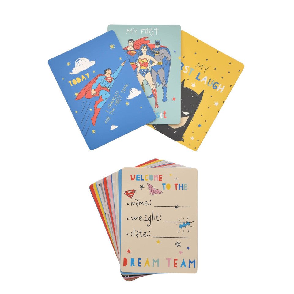 Super Hero brightly coloured baby milestone cards
