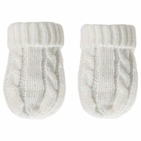 White Cable Knit Baby Mittens