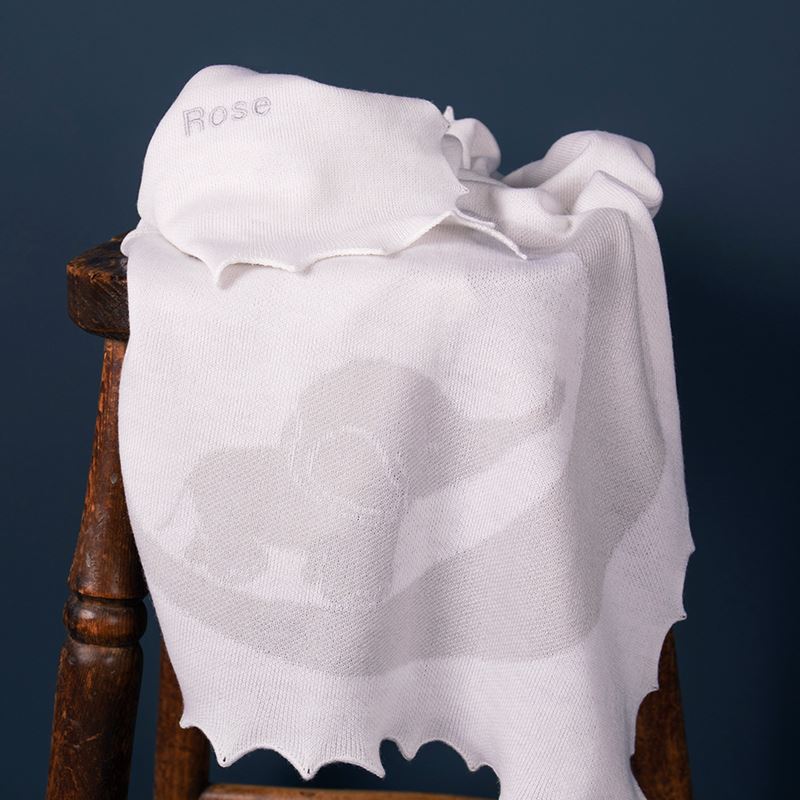 Luxury Baby Elephant Shawl 100% Fine Merino Wool Grey and Soft White, Baby Blanket GH Hurt & Son, Baby Coming Home Gift, Christening Present