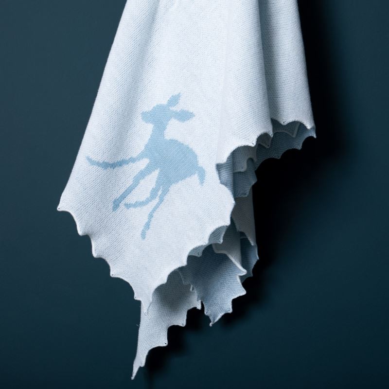Pale Blue Baby Shawl With A Fawn, Luxury Baby Blanket, G H Hurt And Son Baby Blanket