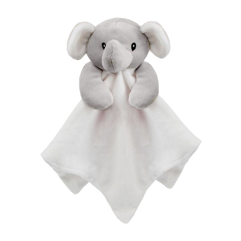 White and grey baby soft comforter  with elephant