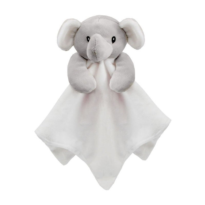 White and grey baby soft comforter  with elephant