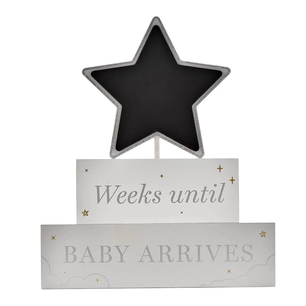 Pregnancy countdown plaque star with chalk board