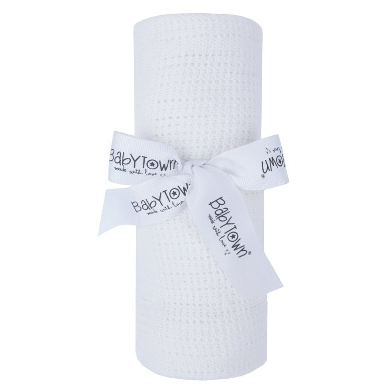 Soft white baby cellular blanket