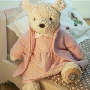 cream teddy in pink night dress and dressing gown