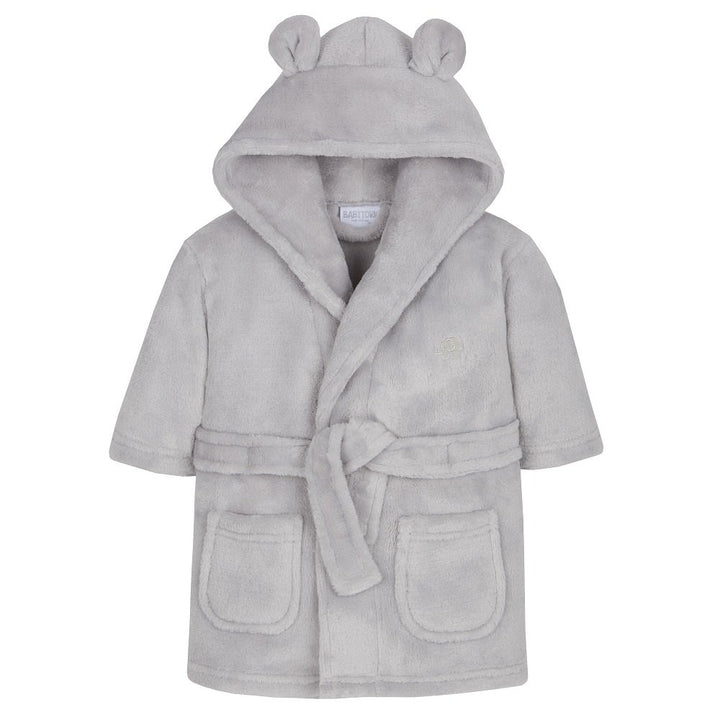 grey baby velour dressing gown with cute ears 