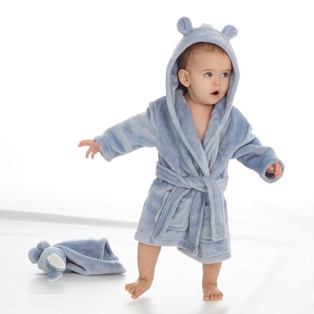 Baby Boy Hamper Box, Baby Dressing Gown, Comforter And Blanket, Personalisable Baby Boy Gift