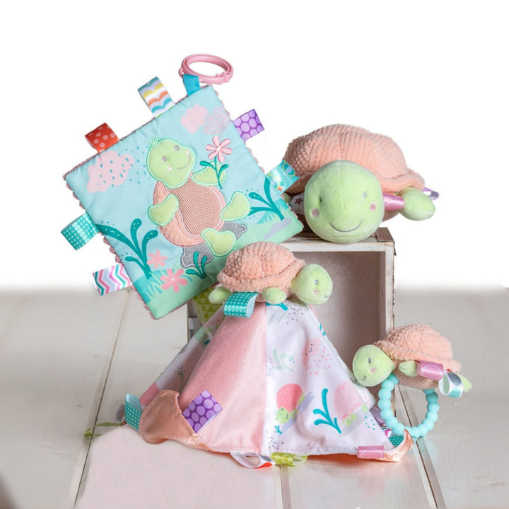 peach sensory turtle with taggies 
