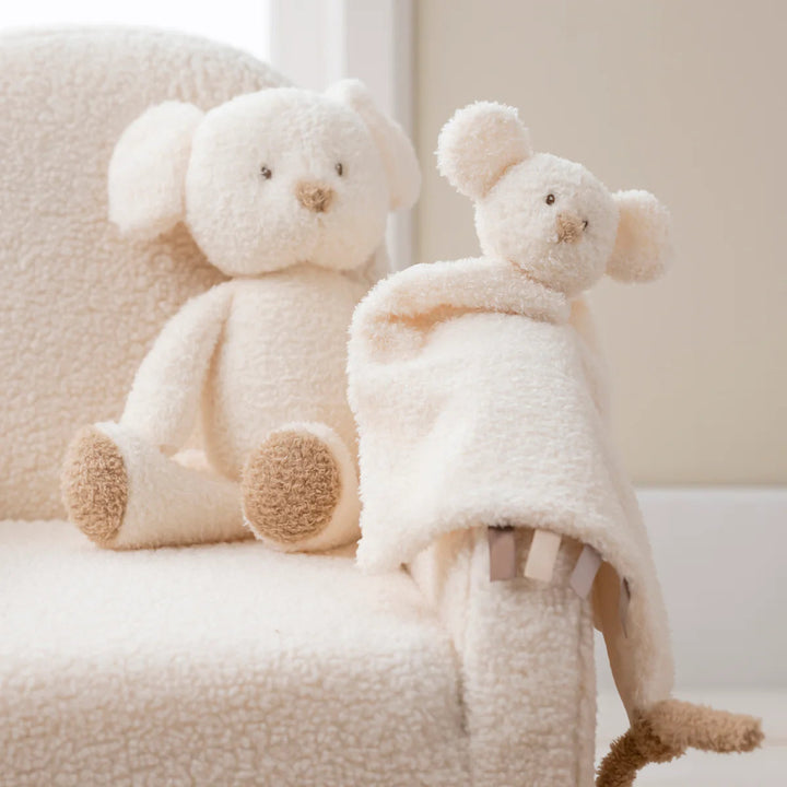 soft cuddly mouse teddy in cream