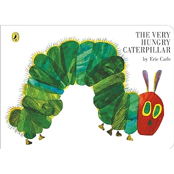 bright coloured board book about a hungry caterpilla