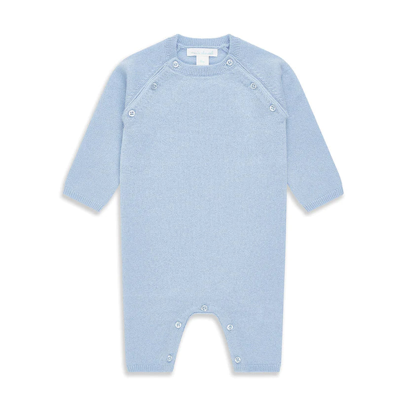 pale blue cashmere baby romper by Marie Chantal
