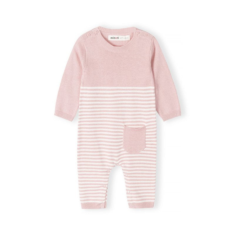 pink and white striped baby girl romper