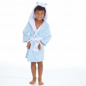 Blue and white boy's teddy dressing gown