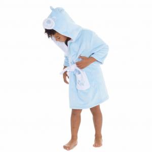 Blue and white boy's teddy dressing gown