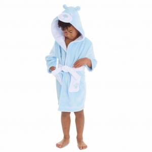 Blue and white boy's teddy dressing gown