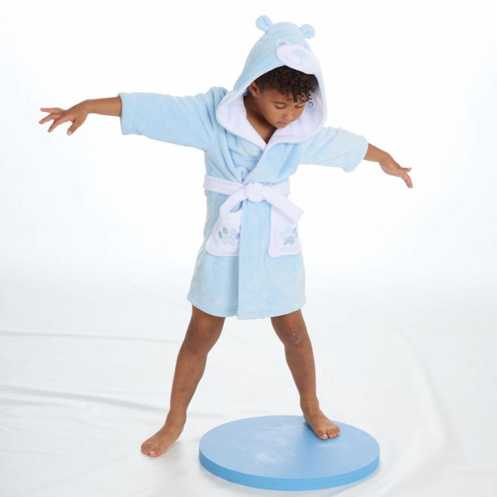 Blue and white boy's teddy dressing gown