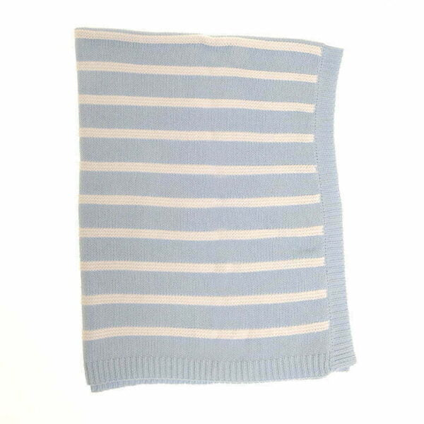 Blue and white stripe baby blanket