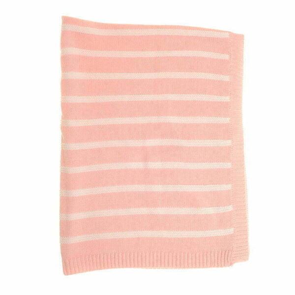 Pink and white striped baby blanket