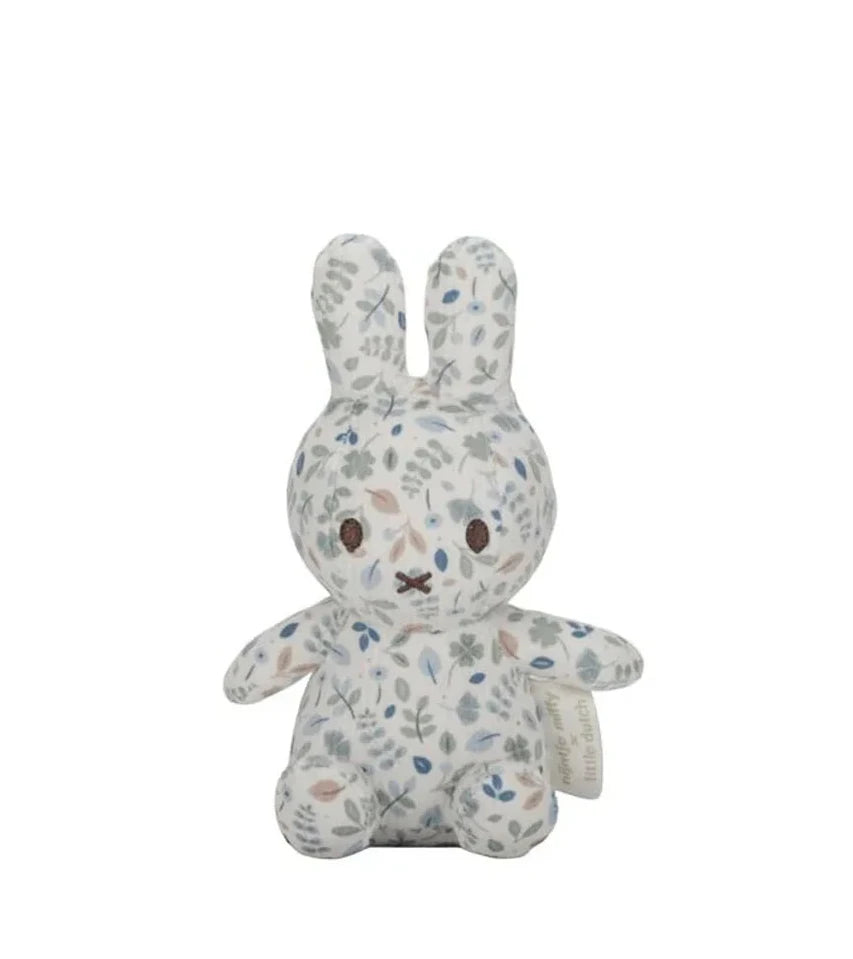Miffy toy in white with blue and green leaves