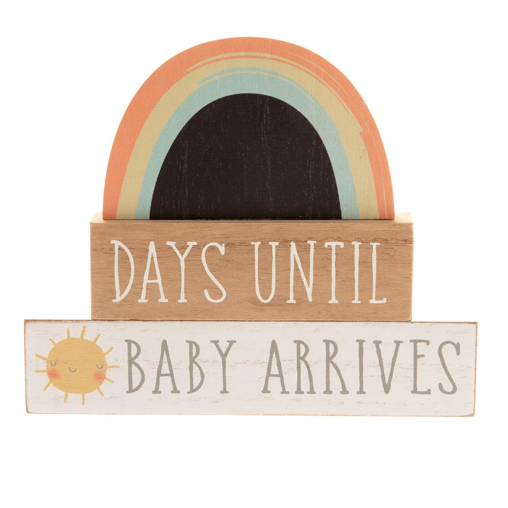 rainbow pregnancy plaque with chalk board area 