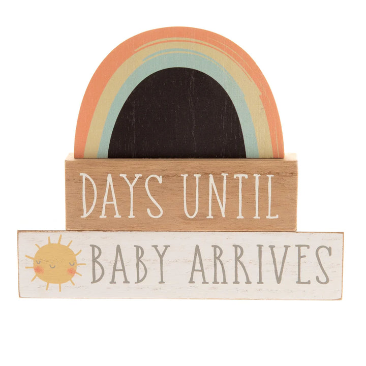 rainbow pregnancy plaque with chalk board area 