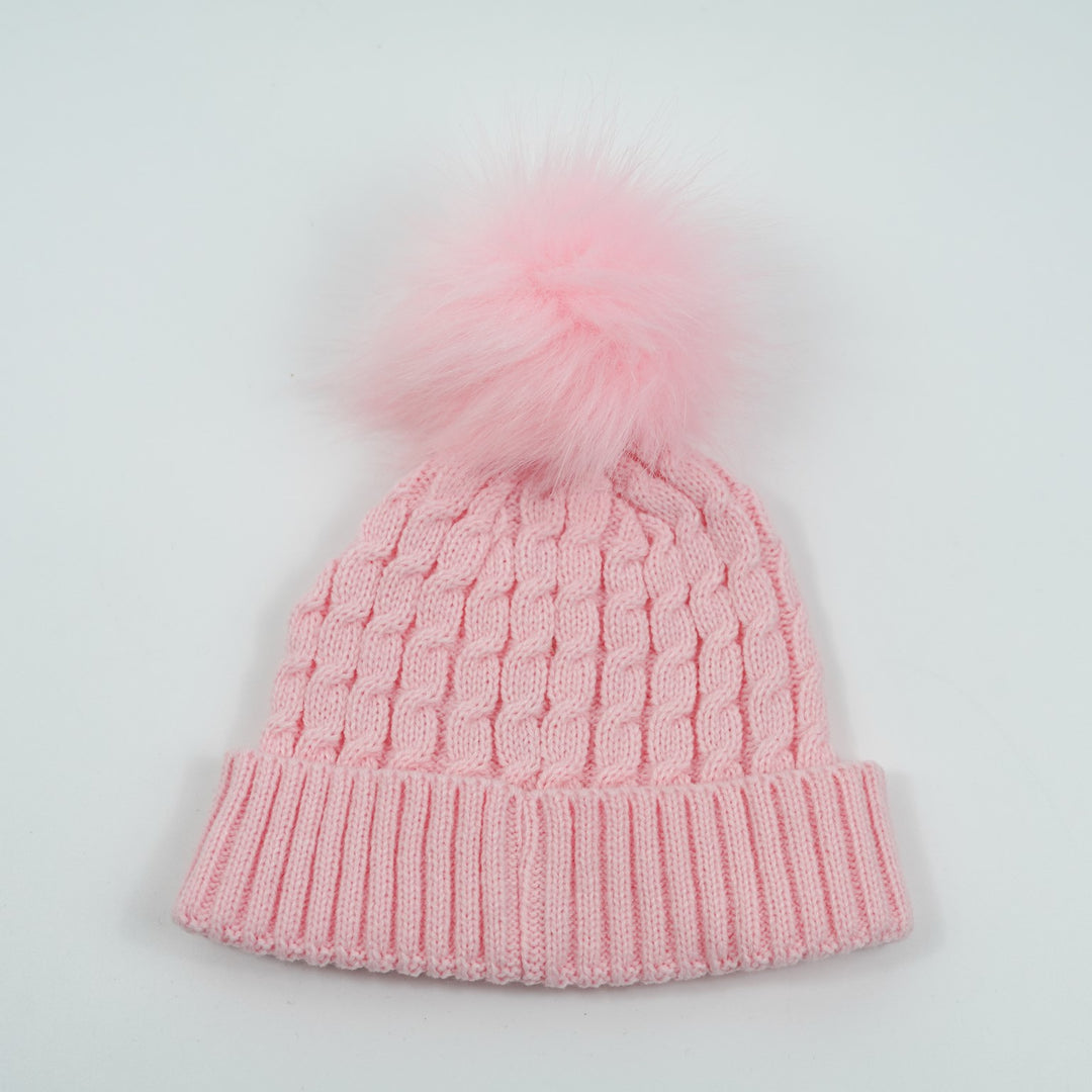 Baby Fluffy Pompom Hat Pink