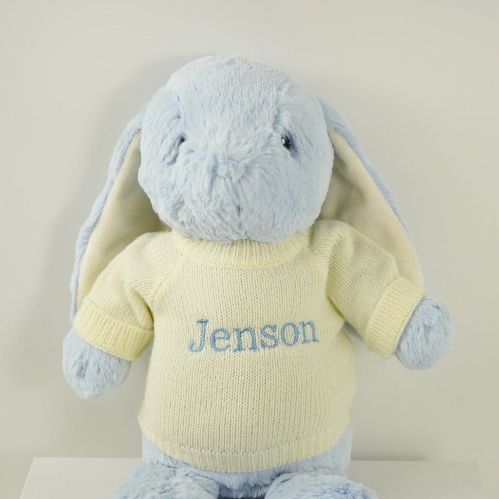 Blue large personalised plush rabbit