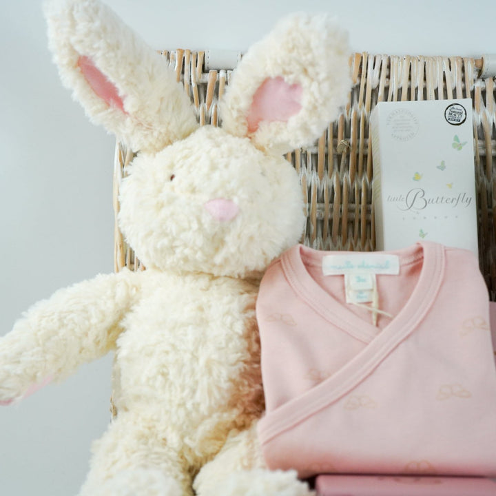 Bella Bunny Baby Girl Hamper, Marie-Chantal Baby Outfit, Luxury Pregnancy Candle, Baby Soft Blanket