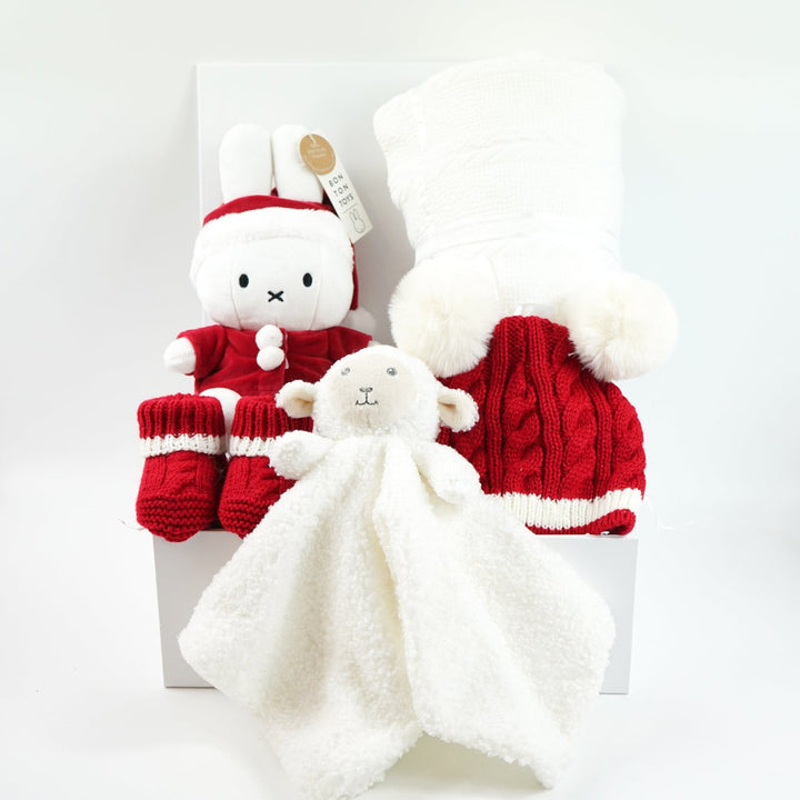 Baby First Christmas Miffy Hamper, Santa Miffy, Baby Christmas Bodysuit, Christmas Knot Hat, Personalisable Comforter