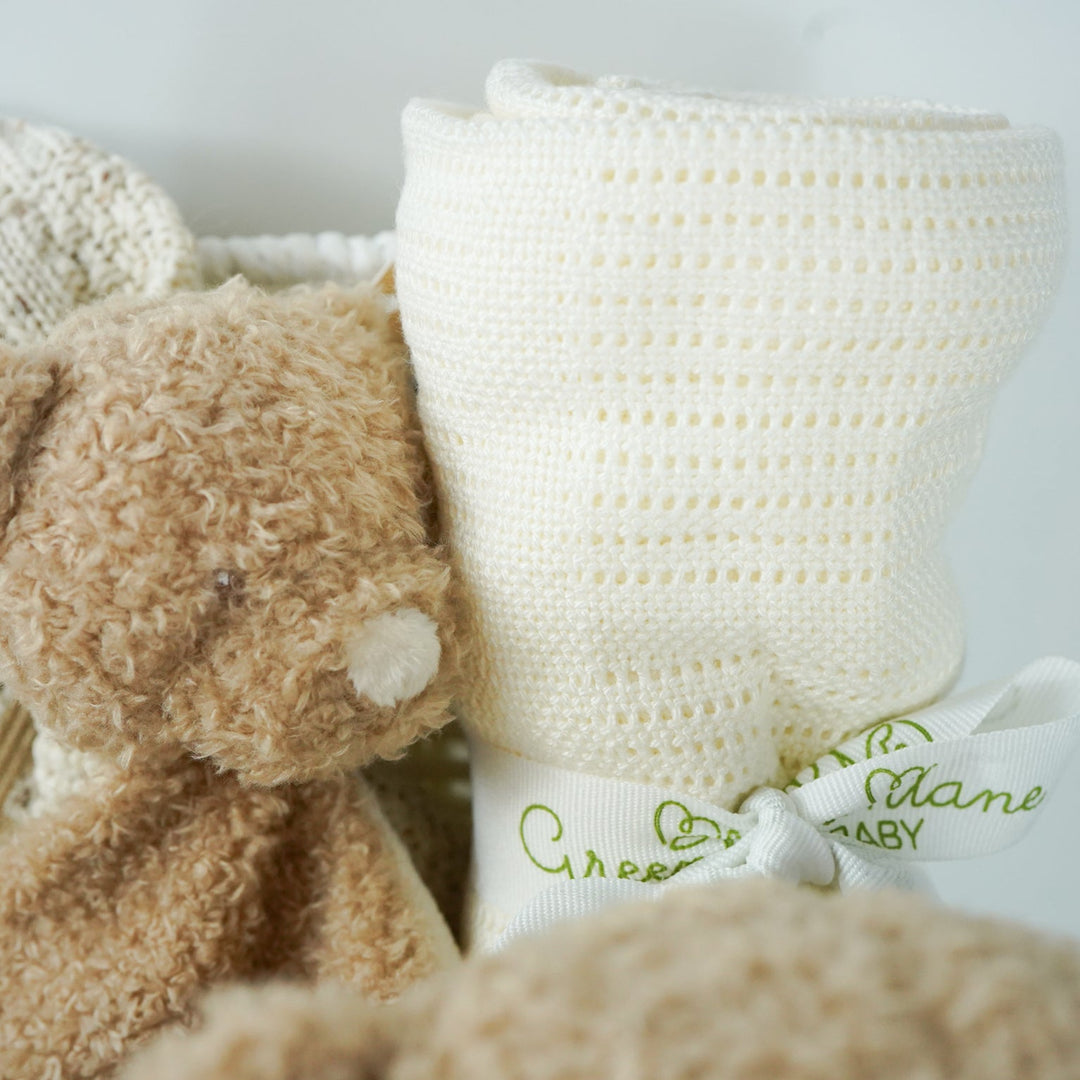 New Mum Gift, Teddy Bear Baby Hamper, Baby Cardigan With Teddy Embroidered
