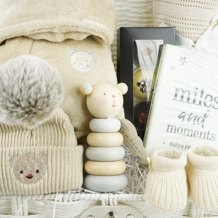Neutral Mummy And Baby Hamper With Baby Blanket, Dressing Gown And Baby Hat