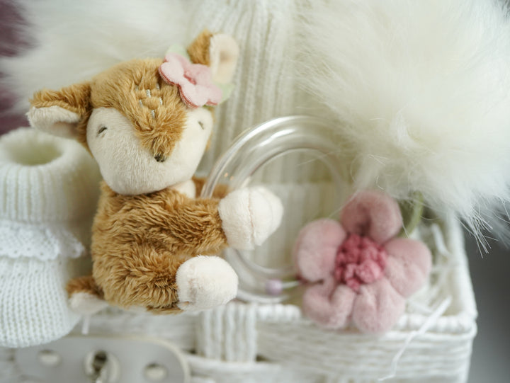 New Baby Girl Hamper Basket, Little Dutch Sensory Cube And Rattle