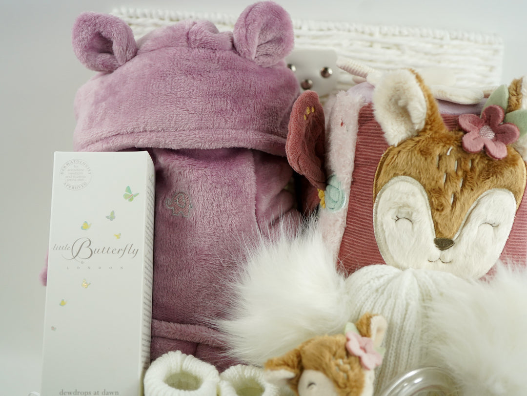 New Baby Girl Hamper Basket, Little Dutch Sensory Cube And Rattle