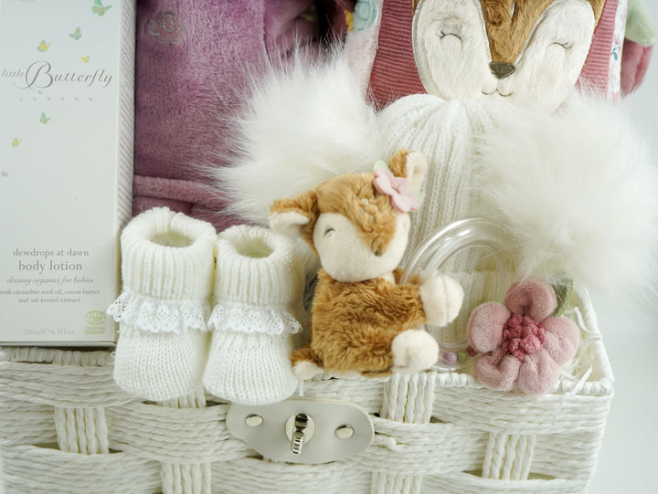 New Baby Girl Hamper Basket, Little Dutch Sensory Cube And Rattle