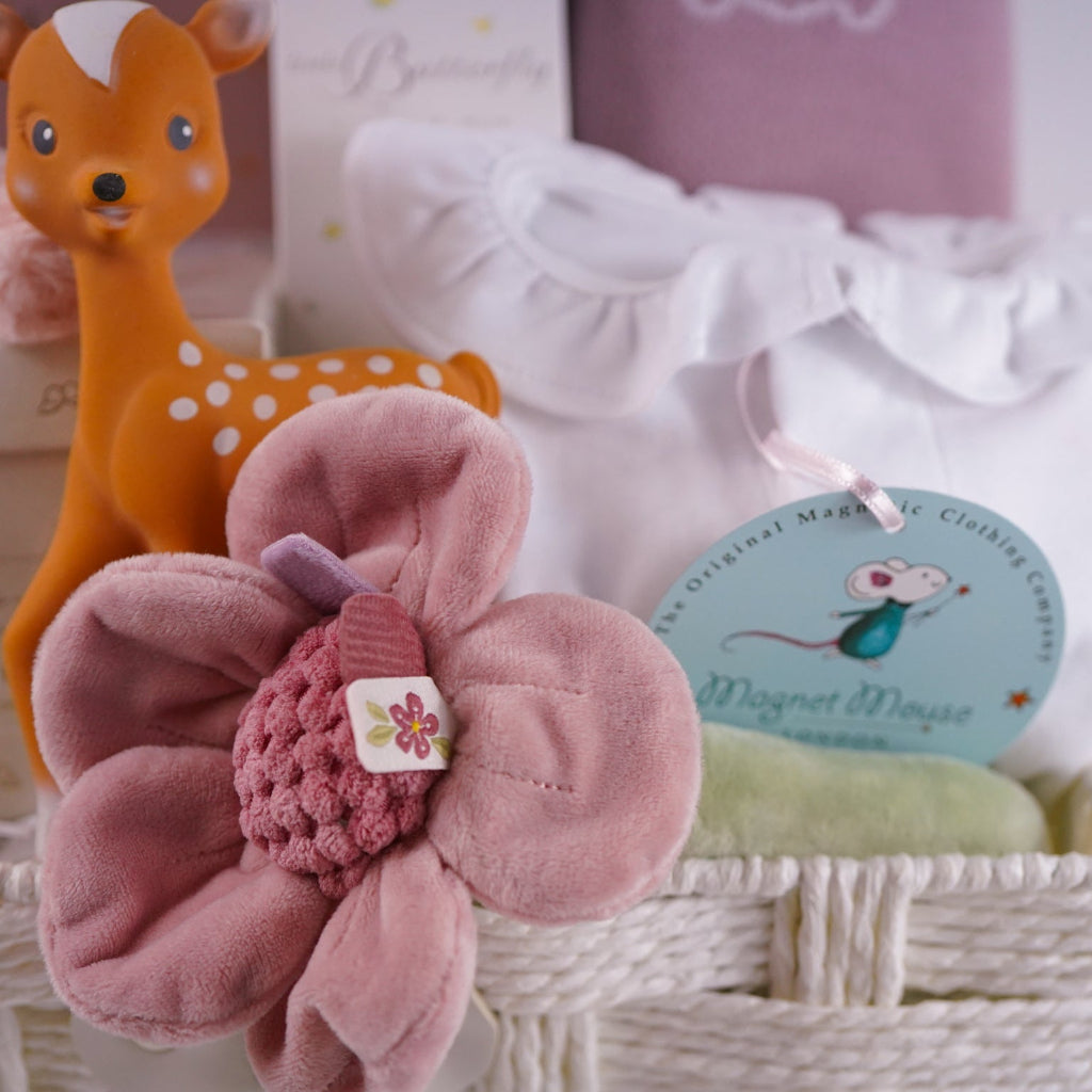 Premium Baby Girl Hamper Basket With My First Steiff Bunny And Bunny Baby Blanket