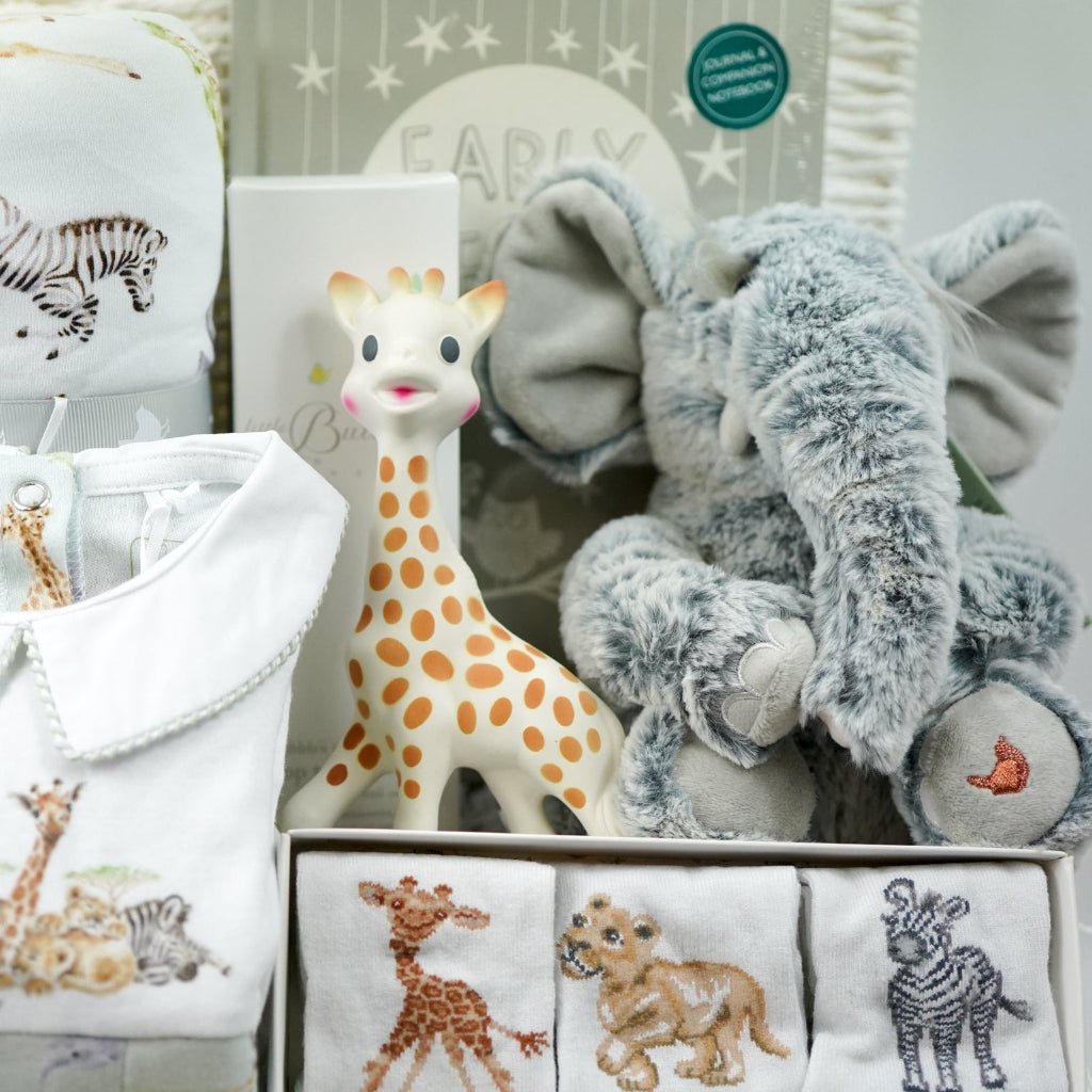 Neutral Safari Baby Hamper Gift Set, Unisex New Baby Basket