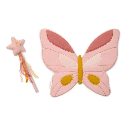 Pink butterfly costume wings with a wand 