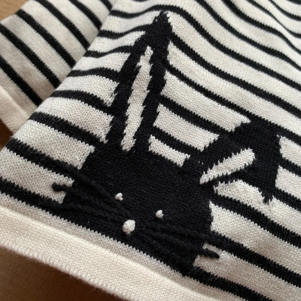 baby jumper black and cream striped baby organic cotton jumper