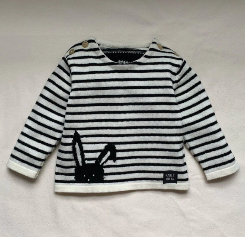 baby jumper black and cream striped baby organic cotton jumper