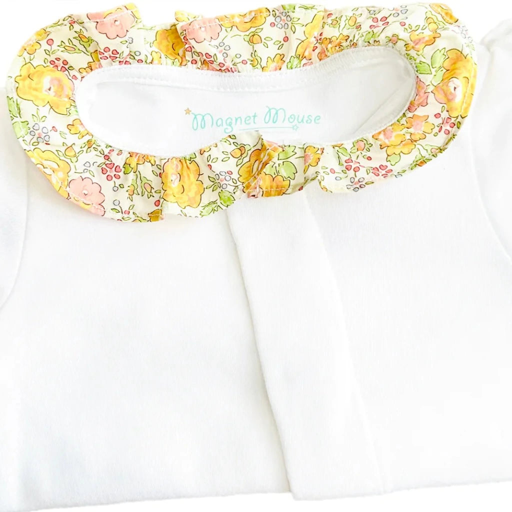 white liberty prink ruffle collar l baby sleepsuit with magnetic fastener