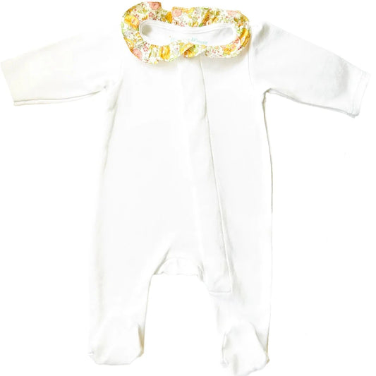 white liberty prink ruffle collar l baby sleepsuit with magnetic fastener 