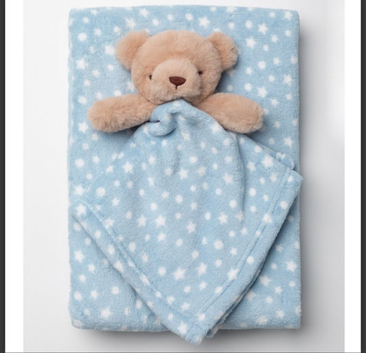 Blue Baby Blanket And Teddy Comforter, Personalised Blanket and Comforter