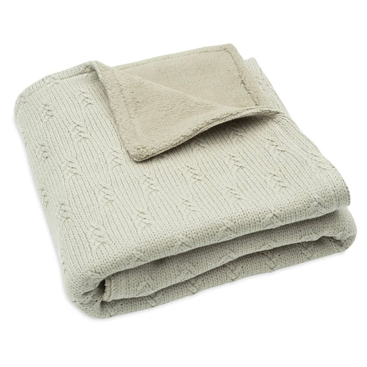 Baby Blanket Grain Knit Olive Green Velvet