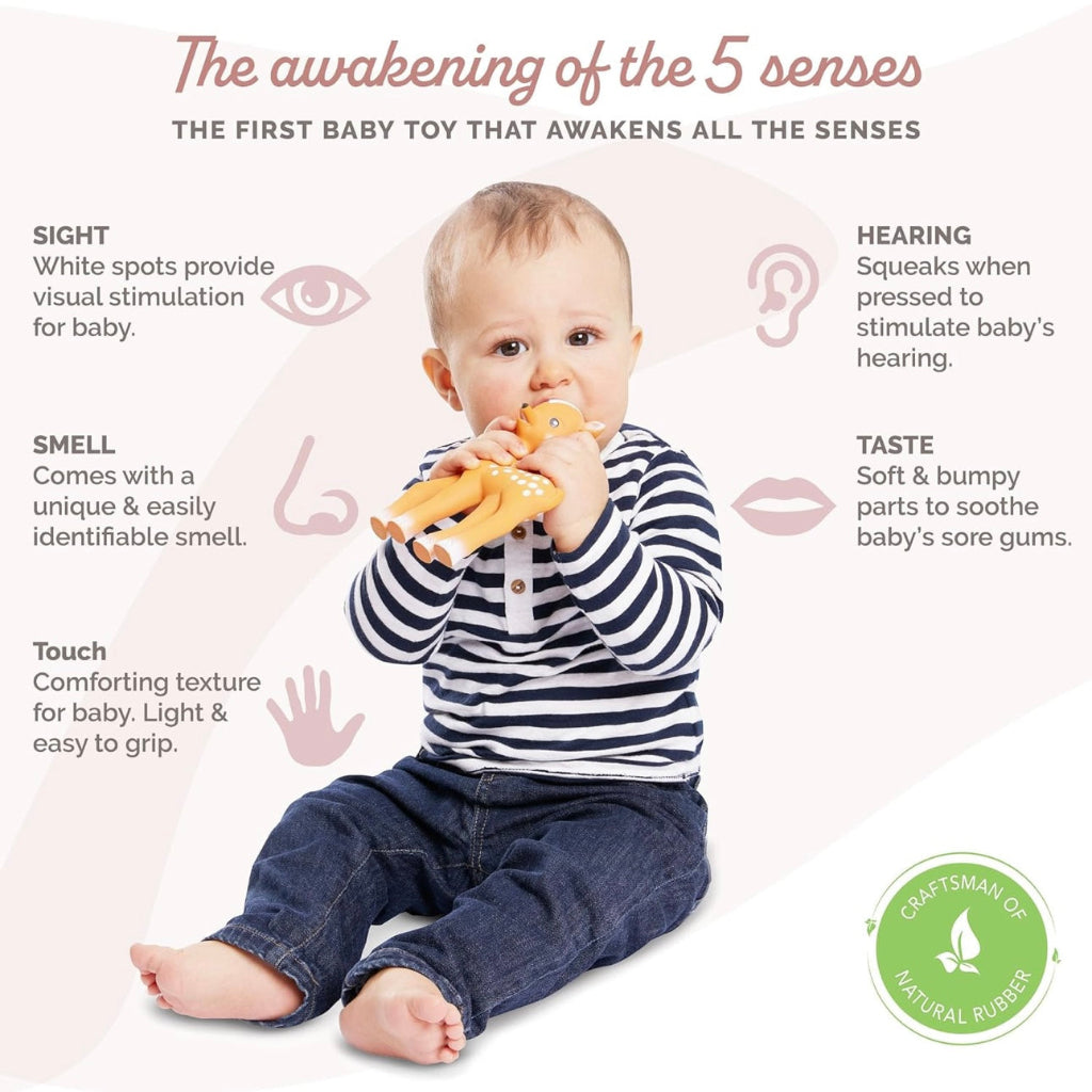 Natural rubber baby teether and sensory toy Deer
