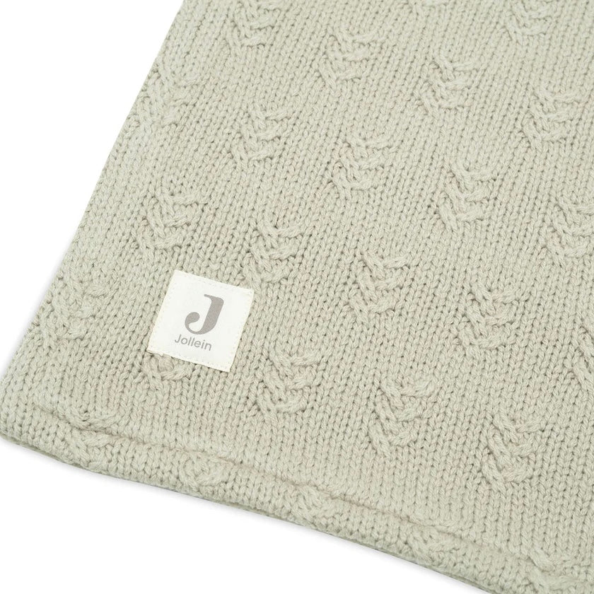 Baby Blanket Grain Knit Olive Green Velvet