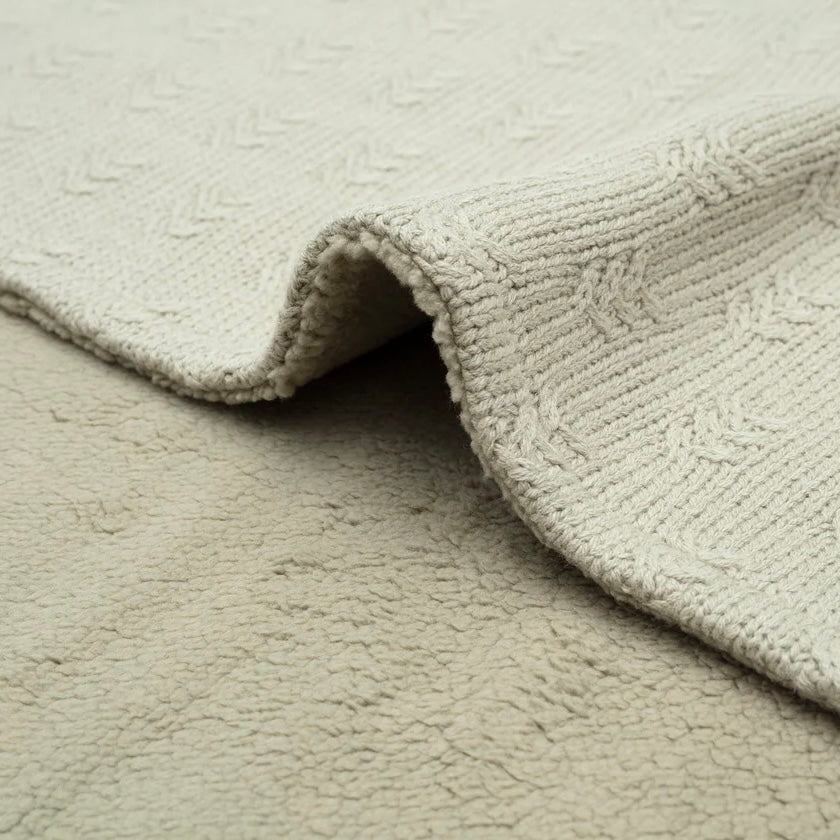 Baby Blanket Grain Knit Olive Green Velvet