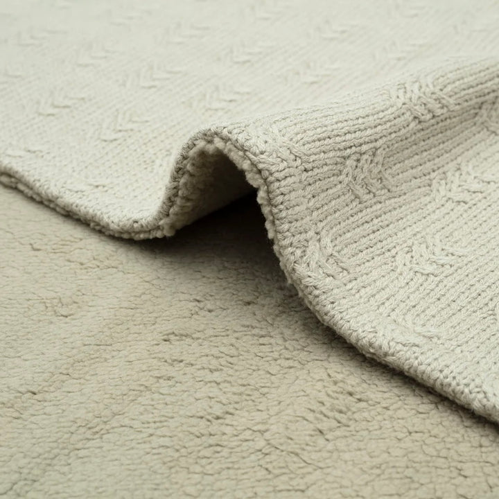Baby Blanket Grain Knit Olive Green Velvet