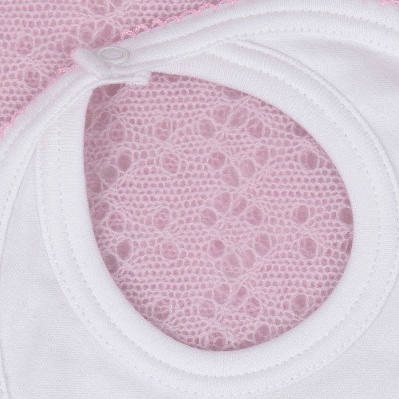 luxury white bib with pink picot edging - G H Hurt